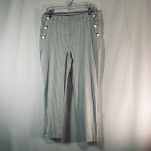 Jules & Leopold Blue White Striped Nautical Button Pull On Pants Large